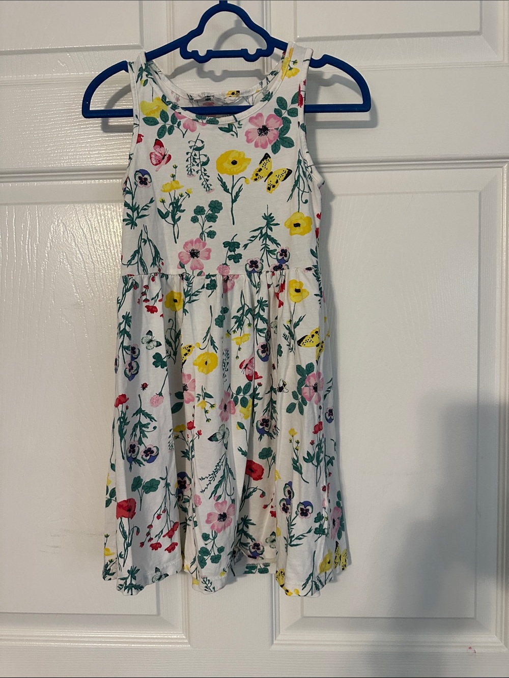 H&M White Floral Tank Dress with Yellow, Pink & Green Accents